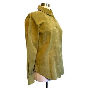 Vintage Saks Fifth Avenue Folio Collection Leather/Suede Jacket Shirt Lt Green L